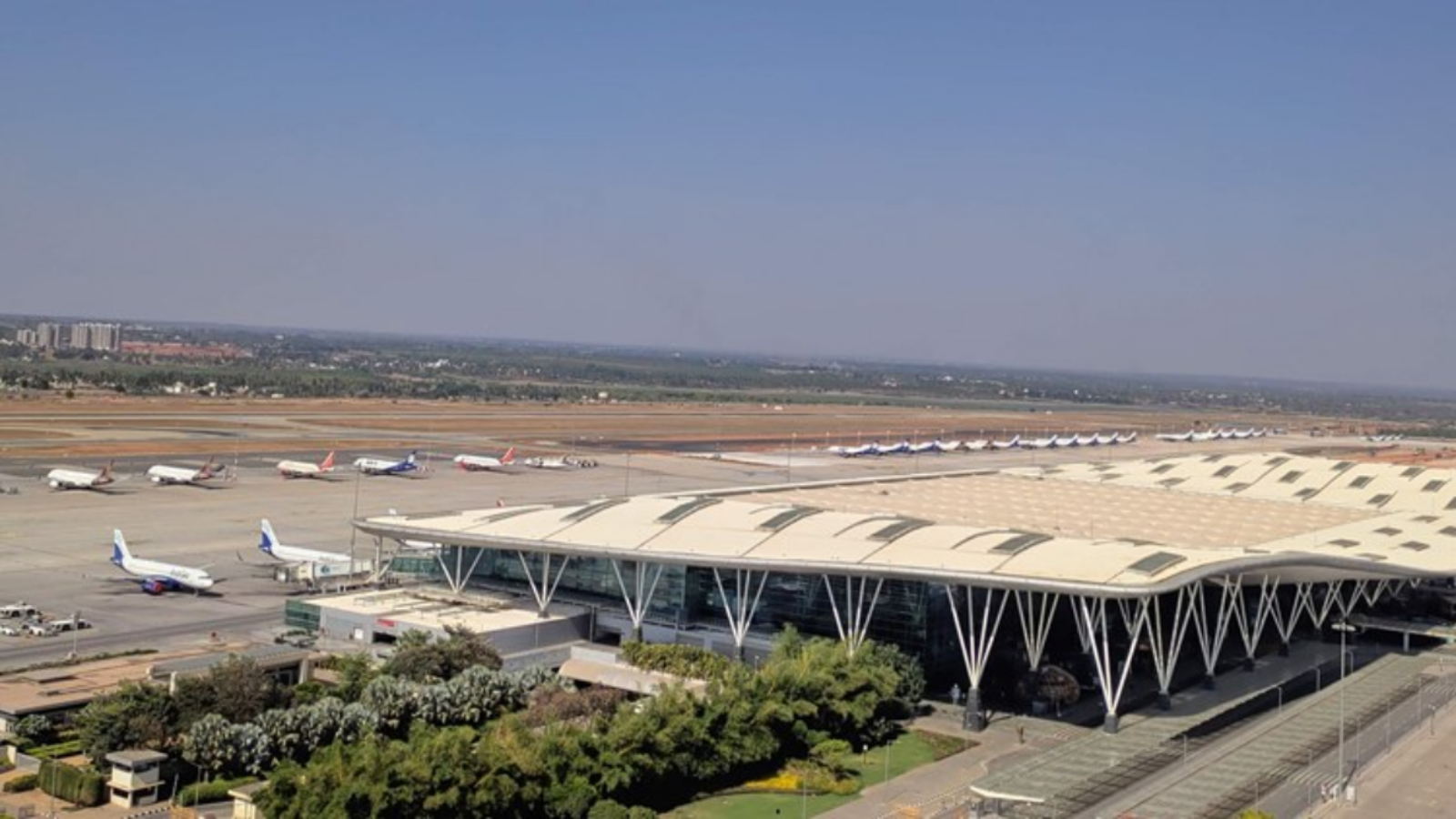 an airport with many airplanes